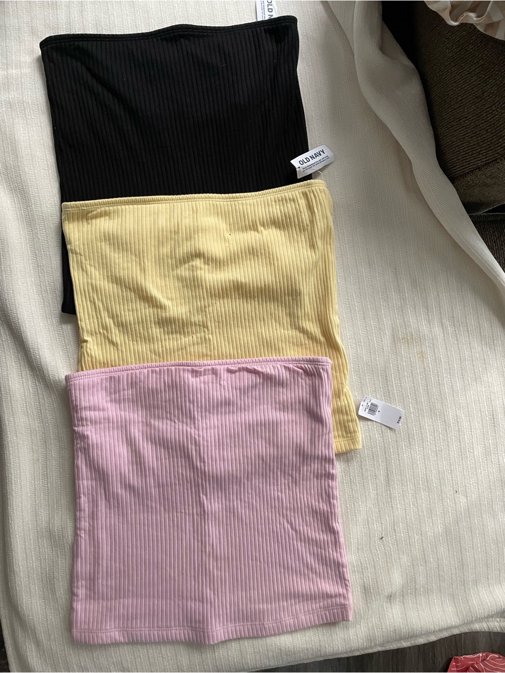 Old Navy Ribbed Tube Tops in Black, Yellow, Pink - 3 Pack